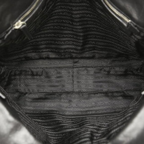 Prada triangle logo plate handbag black leather - Picture 10 of 11